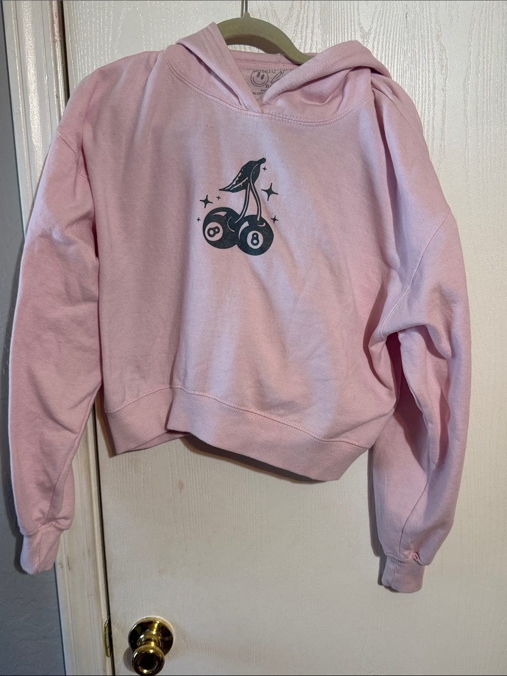 Light Pink Graphic Hooded Crop Sweatshirt
